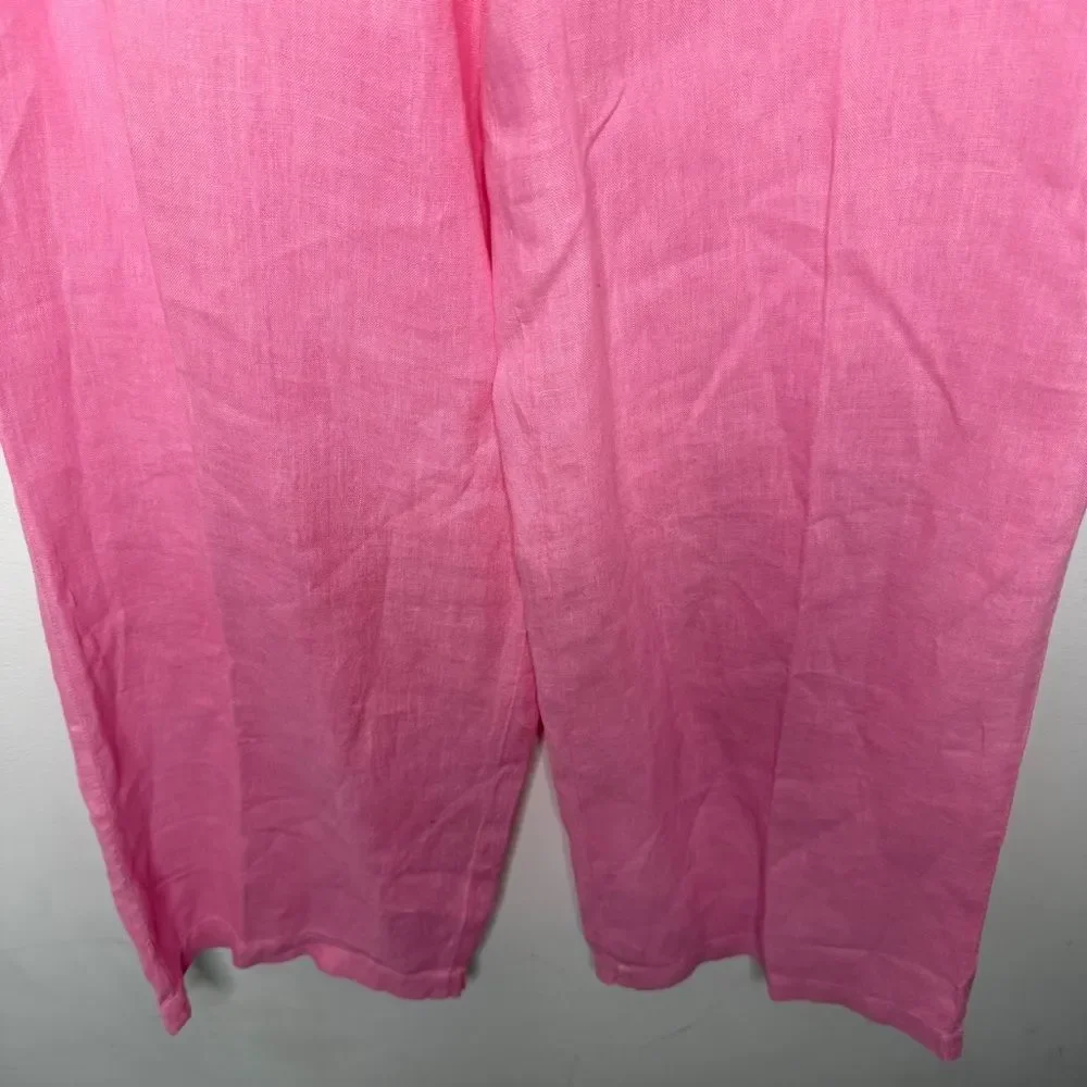 Zara Linen Pink Belted Pants M